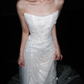 Charming Sheath Strapless 3D Floral White Tulle Long Wedding Dress SH5963
