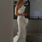 Styletic Mermaid One Shoulder Ruffle White Organza Satin Prom Dress Evening Dress SH7720