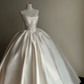 White Pearl Ball Gown Strapless Lace Satin Long 16th Birthday Dress Wedding Dress SH3962