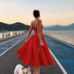 Warm Red A Line Sweetheart Neck Satin Prom Dress 21th Birthday Dress SH4381