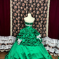Vintage Ball Gown Strapless Bow Green Satin Prom Dress Sweet 16 Dress SH5771