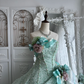 Vintage Blue Rose Print Ball Gown Exquisite Beaded Tulle Prom Dress Sweet 16 Dress SH5988