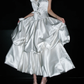 Cute Bow A Line Off the Shoulder Satin Long Prom Dress Party Dress SH4966