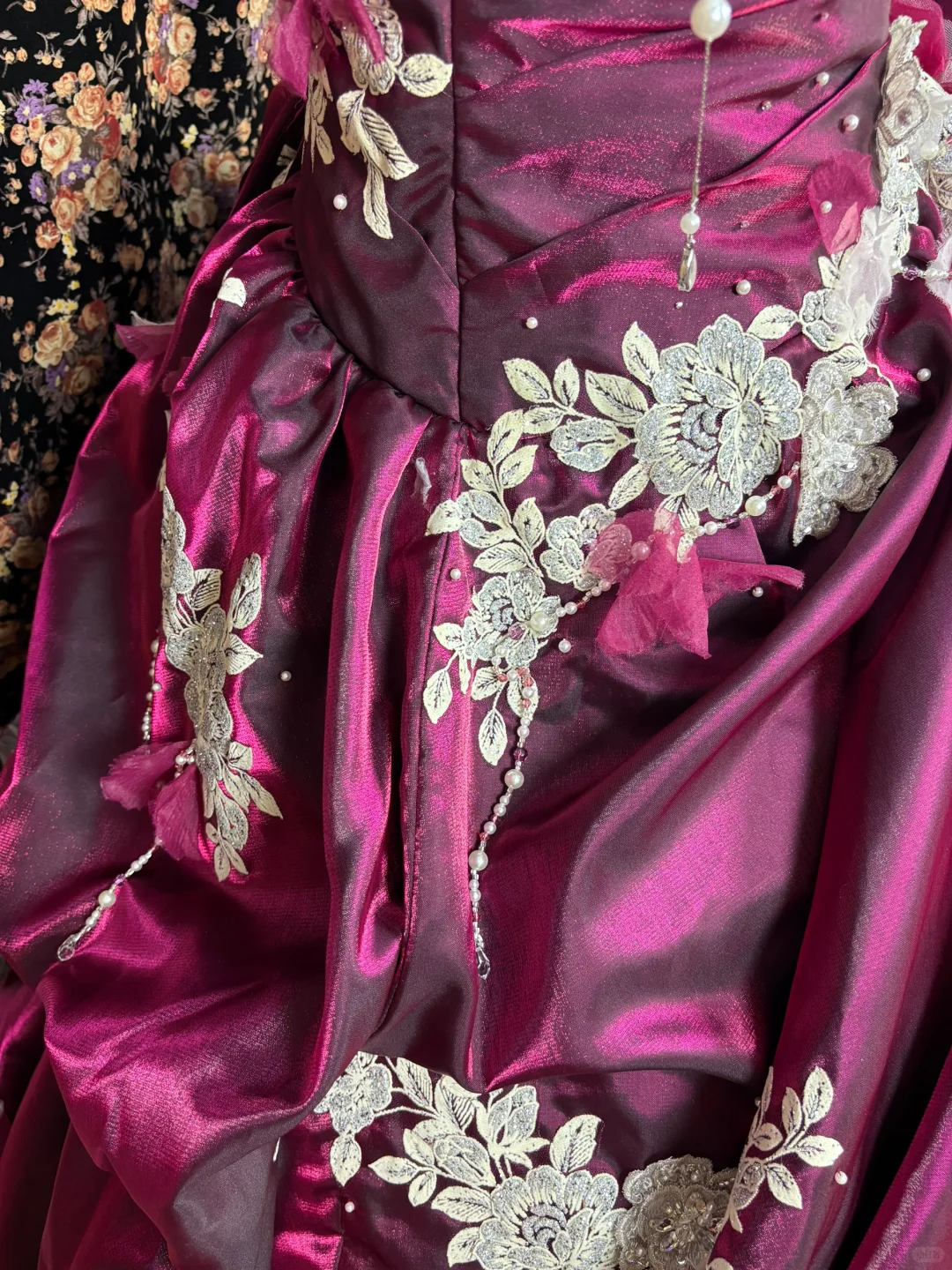 Vintage Pink Purple Ball Gown Strapless Lace Ruffle Tulle Prom Dress Sweet 16 Dress SH5777