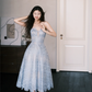 Blue A Line Sweetheart Neck Lace Prom Dress Party Dresses SH4584