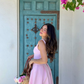 Princess Pink A Line Spaghetti Strap Simple Satin Prom Dress Vacation Dress SH6254