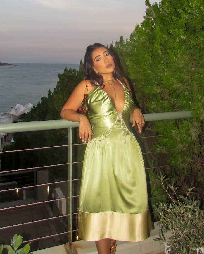 Green Satin Lace-up Back Long Party Dress, Green A-line Prom Dress main image 1