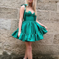 Green Sweetheart Neckline Pleated Simple Satin Homecoming Dress SH659