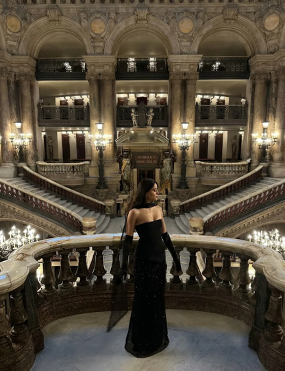 Sexy Black Sheath Sequin Beaded Satin Prom Dress Evening Dress SH5524