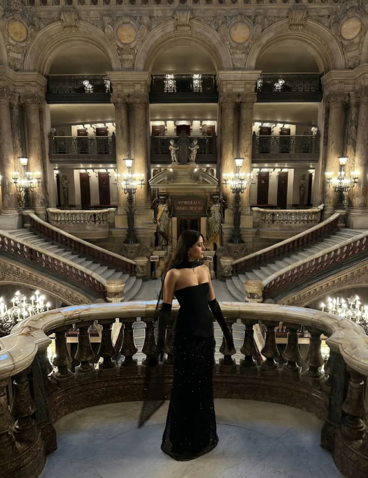 Sexy Black Sheath Sequin Beaded Satin Prom Dress Evening Dress SH5524