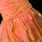 Cute A Line Spaghetti Strap Pleated Orange Satin Short Homecoming Dress Cocktail Dress SH3102