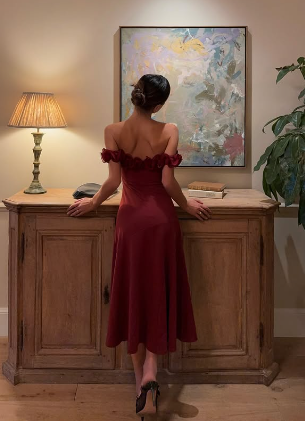 Elegant A Line Strapless Burgundy Satin Long Prom Dress Outfits SH5067