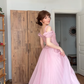 Vintage Pink A Line Off the Shoulder Pleated Chiffon Prom Dress Birthday Dress SH4869