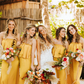 Orange Chiffon Convertible Stylish Off The Shoulder Column With Slit Bridesmaid Dresses SH5579