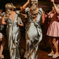 Sheath V Neck Sage Green Silk Satin Bridesmaid Dress with Bow SH6574