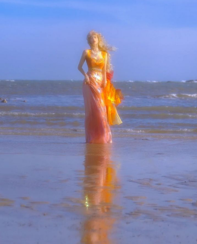 Dreamy A Line Straps Beaded Orange Tulle Prom Dress Graduation Prom Dress SH2656