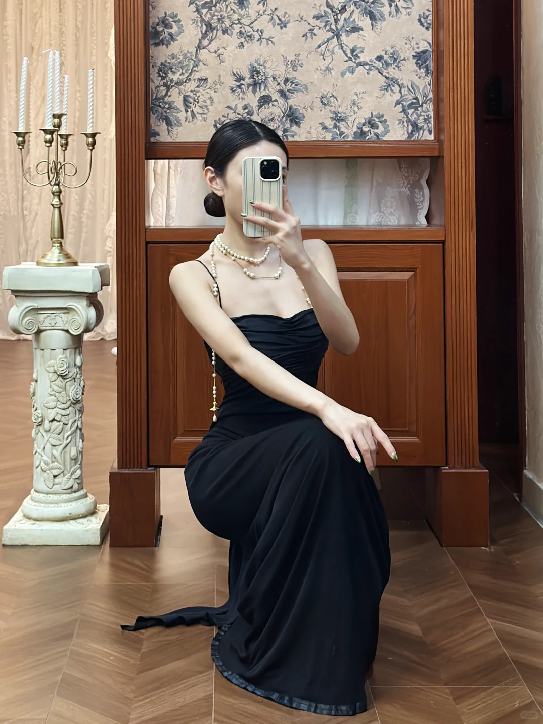 Vintage Sexy Mermaid Spaghetti Straps Black Satin Chiffon Prom Dress Graduation Prom Dress SH5274