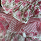 Vintage Pink Print Floral Ball Gown Strapless Layered Tulle Prom Dress Sweet 16 Dress SH5776