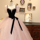 Princess Pink Ball Gown Puff Sleeve Beaded Tulle Long Prom Dress Evening Dress SH7383