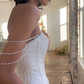 Classic Mermaid Strapless Pearl Satin Wedding Dress Prom Dress with Slit SH4129