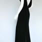 Vintage Classic Black Mermaid Straps Velvet Open Back Prom Dress Evening Dress SH5130