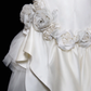 Gentle Mermaid Halter White Floral Satin Tulle Long Wedding Dress SH4530