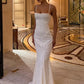 Elegant Ivory Mermaid Spaghetti Straps Lace Prom Dress Evening Dress SH5768
