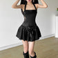 Pink A Line Halter Lace Satin Backless Mini Homecoming Dress with Bow SH3315