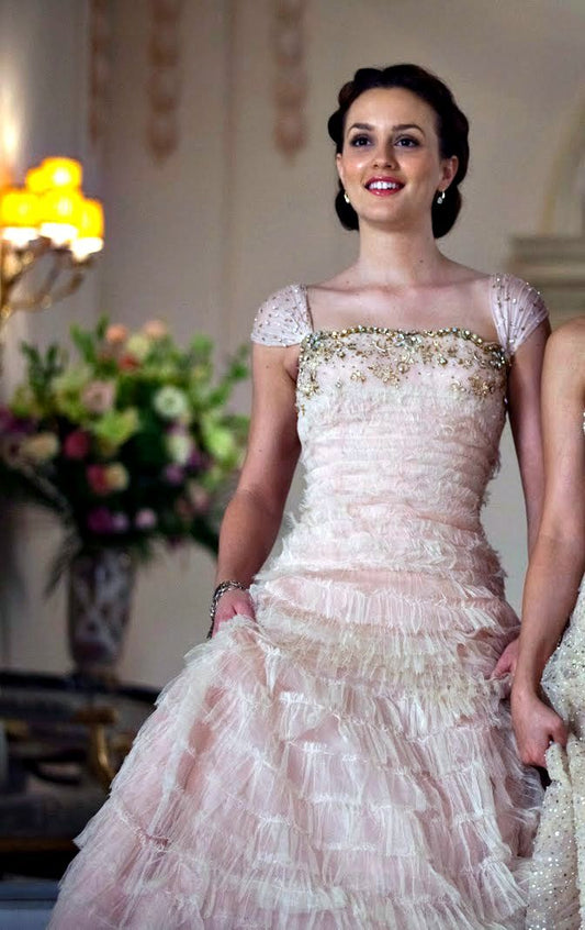 Pink Ball Gown Straps Beaded Layered Tulle Long Evening Dress Prom Dress SH3939