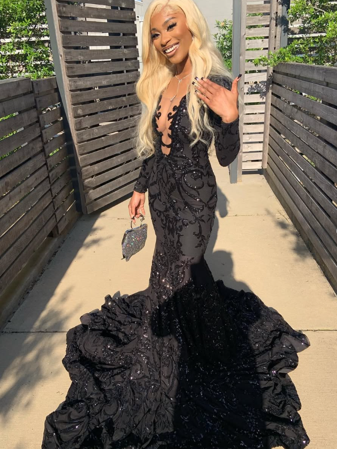 princess black girl long prom dress mermaid dress 6104 – shinydress