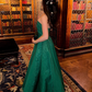 Green A Line Strapless Satin Long Prom Dress Evening Dress SH1801