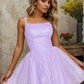 Glitter Sequins Tulle A-Line Homecoming Dress Short Party Dress SH1471