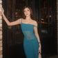 Lake Blue Sheath Spaghetti Strap Tulle Prom Dress Evening Dress SH8575