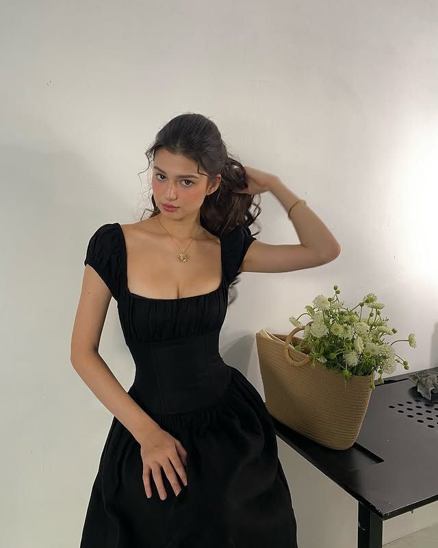 Elegant Black A Line Strap Satin Prom Dress Evening Dress SH7287
