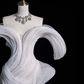Unique Sheath Off the Shoulder Sequin White Tulle Long Prom Dress Evening Dress SH2441