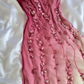 Vintage Pink Ombre Exquisite Floral Beaded Chiffon Long Prom Dress SH5456