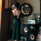 Charming Sheath Strap Green Satin Prom Dress Graduation Prom Dress SH2620