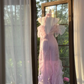 Lilac Romantic Lace Elegant Long Chiffon Ball Gown Party Dress Date Dress SH3431