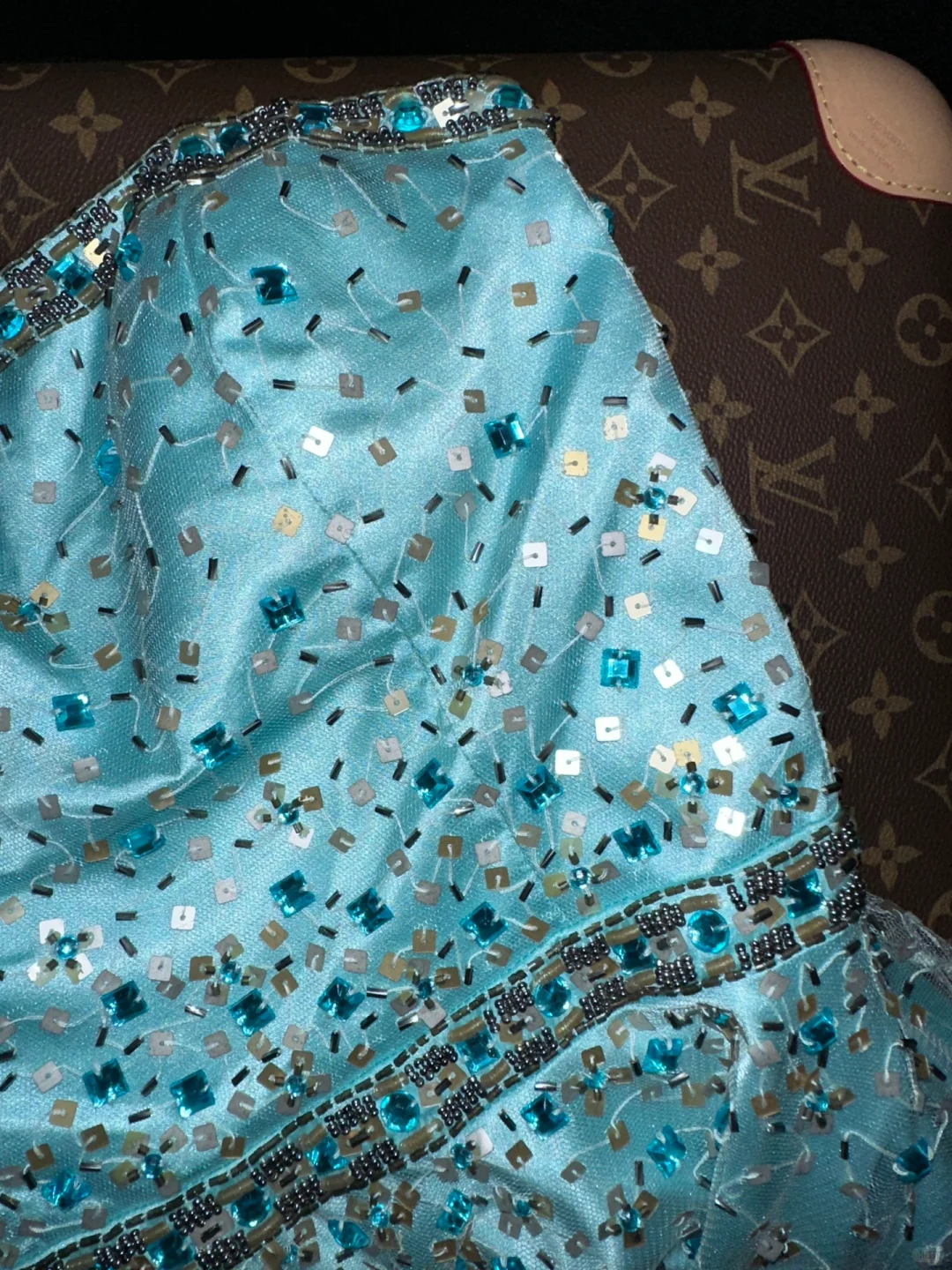 Stunning A Line Sweetheart Neck Beaded Blue Tulle Satin Party Dress Wedding Guest Dress SH3139