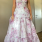 Cute Chiffon Floral Print Prom Dress Senior  Evening Gown SH1007