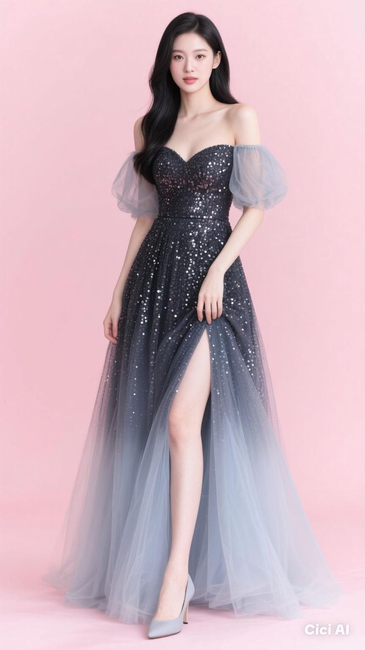 Pink Ombre Mermaid Off the Shoulder Sequin Tulle Prom Dress Party Dress 16th Birthday Dress SH4107