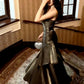 Gentle Mermaid Spaghetti Straps Tiered Pleated Green Satin Evening Dress Party Dress SH2809