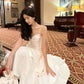 Gentle Mermaid Spaghetti Straps Tiered Pleated Light Champagne Satin Evening Dress Party Dress SH2805