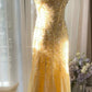 Cute A Line Spaghetti Strap Beaded Light Yellow Chiffon Prom Dress Graduation Prom Dress SH2516