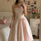 Vintage A Line Sweetheart Neck White Lace Pink Tulle Prom Dress Evening Dress SH8276