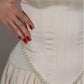 Exquisite Satin Ivory Sleeveless Strapless Long Pleated Prom Dress with Beadings SH5463