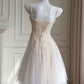 Sequin A Line Spaghetti Strap Corset Skin Color White Tulle Homecoming Dress SH3408
