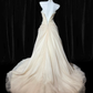 Vintage A Line Sweetheart Neck Apricot Lace Tulle Prom Dress Evening Dress SH5608