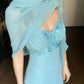 Elegant Sheath Spaghetti Strap Beaded Sequin Blue Chiffon Prom Dress Graduation Prom Dress SH2618