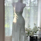 Light Green Sheath Spaghetti Strap Lace Chiffon Short Homecoming Dress Wedding Guest Dress SH4322